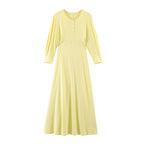 Damen Baumwolle Maxikleid mit langen Ärmeln R&B