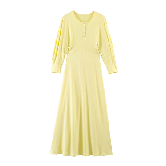 Damen Baumwolle Maxikleid mit langen Ärmeln R&B