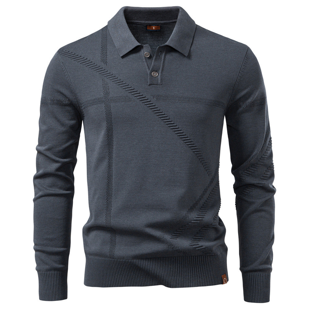 Herren Langarm Poloshirt mit modernem Strukturdesign