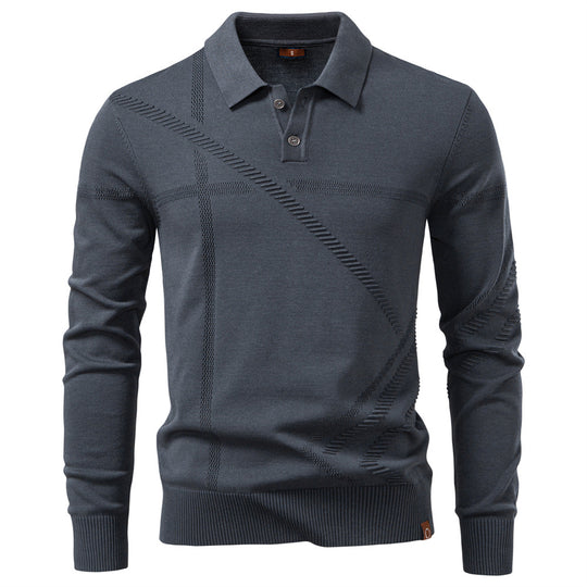 Herren Langarm Poloshirt mit modernem Strukturdesign R&B