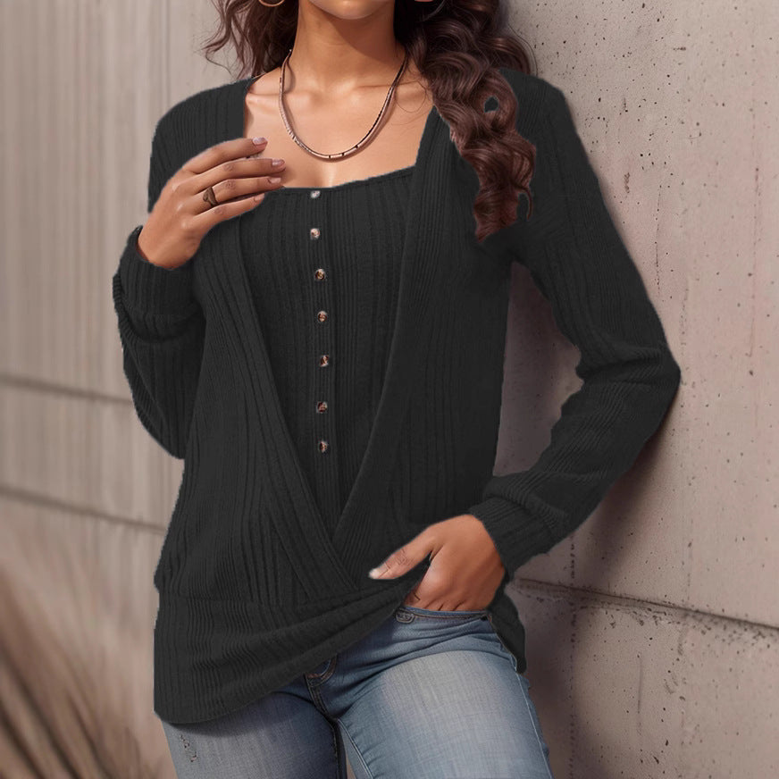 Damen Oversized Strickpullover mit modernem V-Ausschnitt R&B