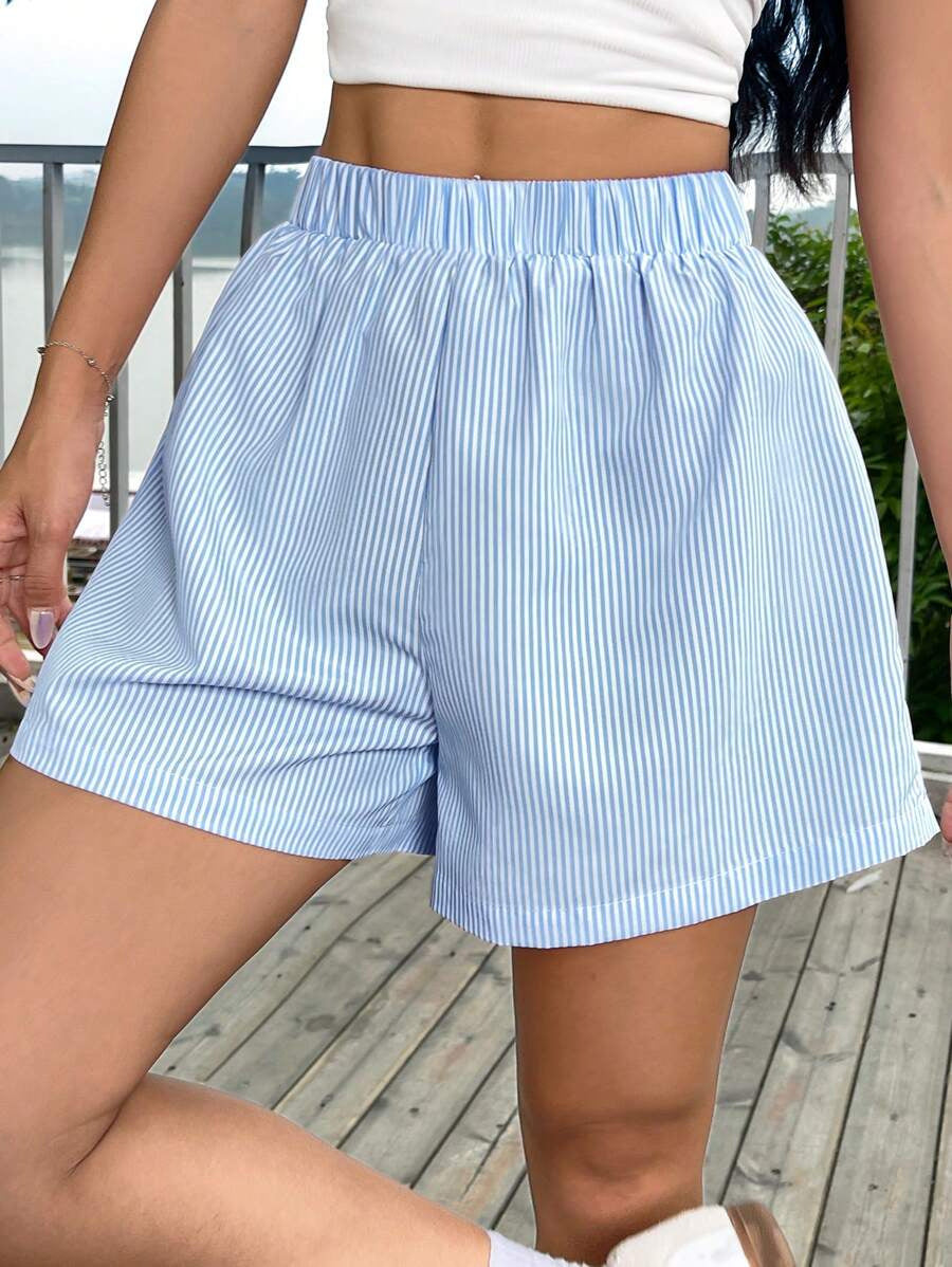 Damen bequeme Baumwollshorts mit gestreiftem Design R&B