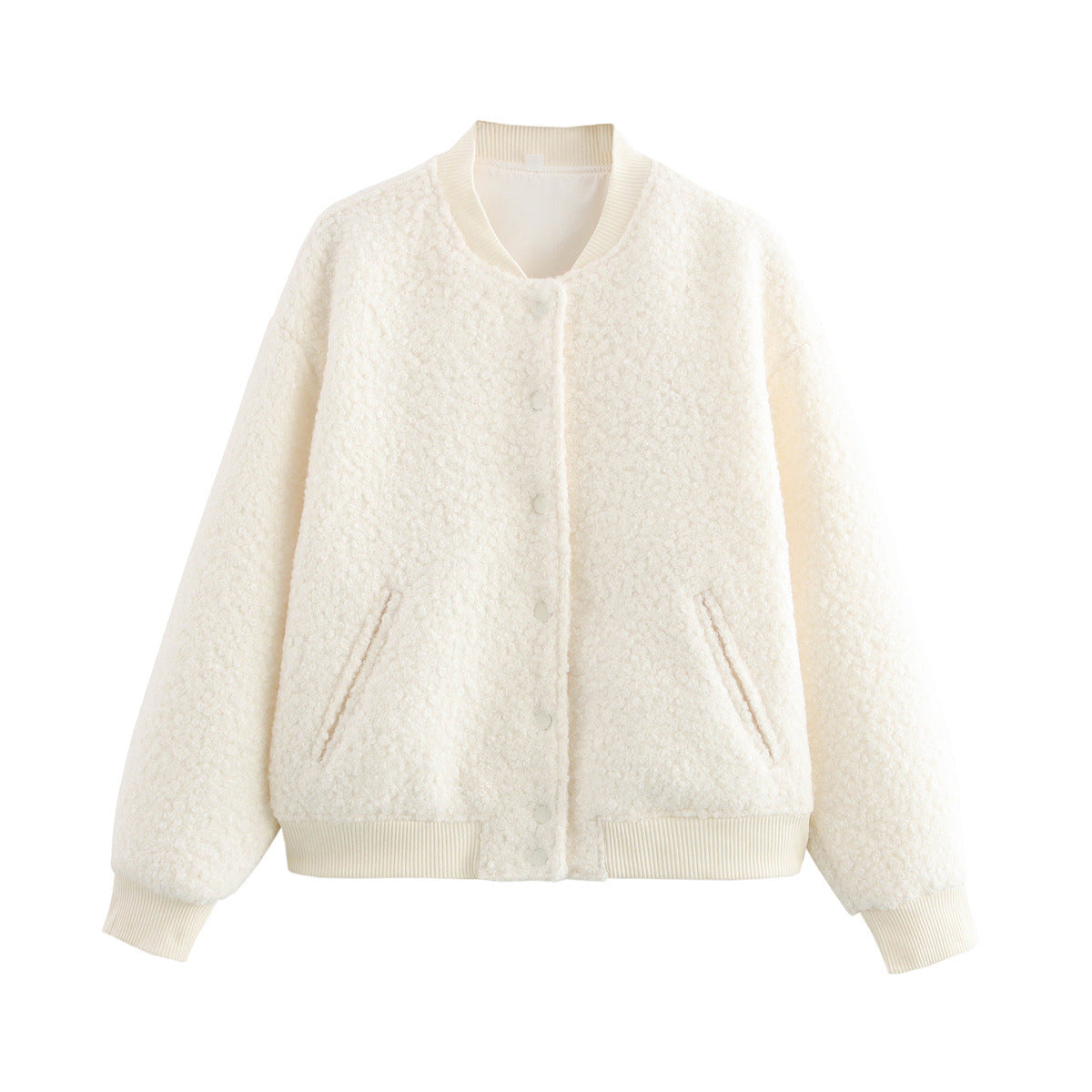 Damen kuschelige Fleece-Jacke im lässigen Stil mit praktischen Taschen