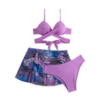 Damen Triangel-Bikini-Set mit hochwertigem Wickel-Oberteil und passendem Rock R&B