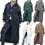 Damen Strickmantel mit Kapuze und Kabelmuster