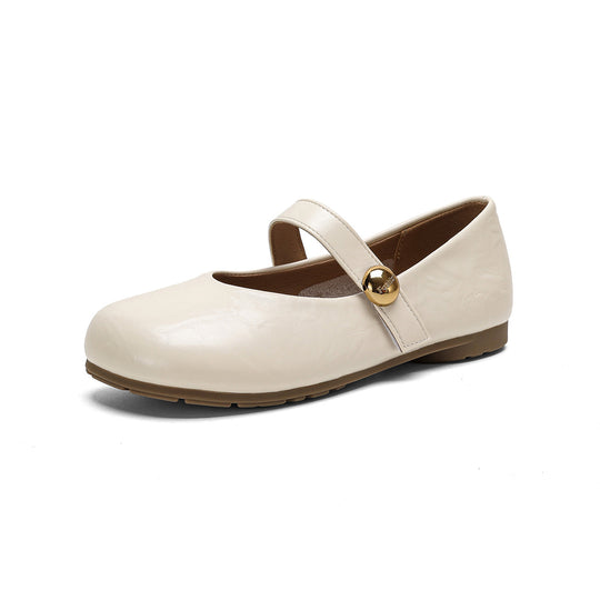 Damen Ballerinas mit elegantem Riemen und modischem Knopfdetail R&B