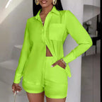 Damen Kurzarmbluse und Shorts Set R&B