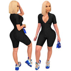 Damen Sportlicher Jumpsuit mit Reißverschluss und figurbetontem Schnitt R&B