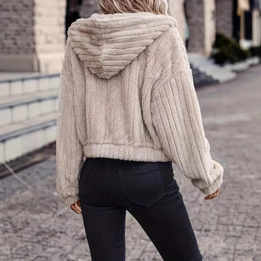 Damen weiche und stilvolle Fleecejacke mit hohem Kragen R&B