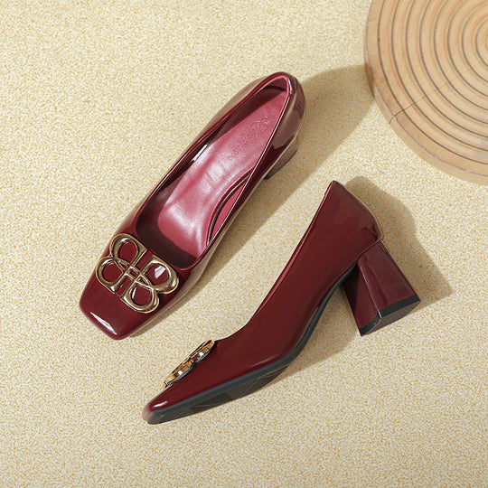 Damen elegante Blockabsatzschuhe mit Schmuckdetail R&B