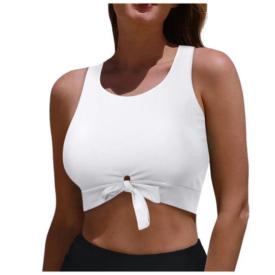 Damen Sportlicher Crop-Top mit Schlaufenbindung R&B
