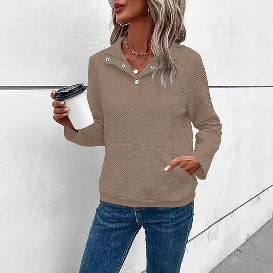 Damen Pullover mit strukturiertem Design und zwei praktischen Taschen R&B