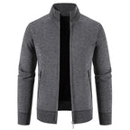 Herren elegante Strickjacke mit hohem Kragen und praktischen Reißverschlusstaschen