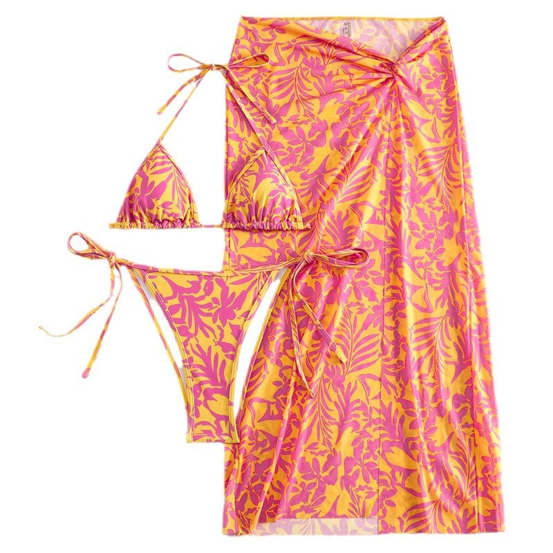 Damen Bikini mit floralem Muster und eleganter Strandumhüllung R&B