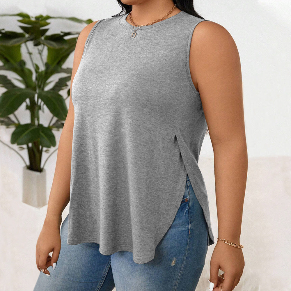 Damen lässiges Tanktop mit seitlichen Schlitzen und modischem Schnitt R&B