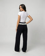 Stilvolle Damen Herbsthose mit hoher Taille und weitem geradem Bein