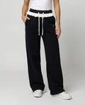 Stilvolle Damen Herbsthose mit hoher Taille und weitem geradem Bein