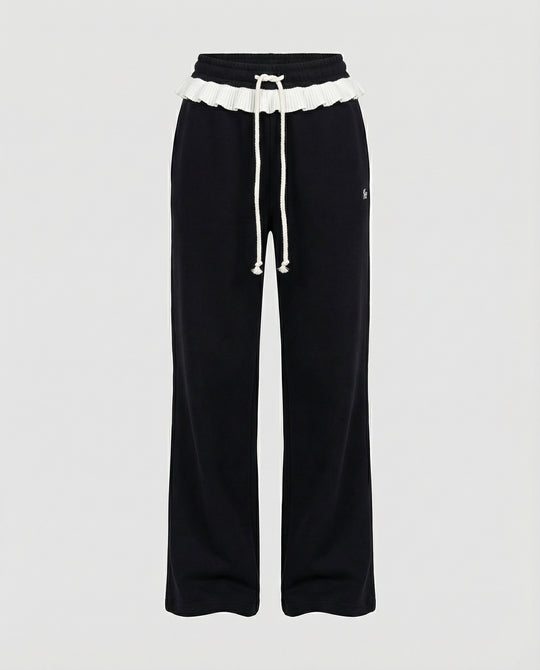 Stilvolle Damen Herbsthose mit hoher Taille und weitem geradem Bein