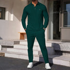 Herren eleganter Freizeitanzug mit strukturiertem Oberteil und modischen Hosen R&B