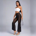 Damen Transparentes Flared-Hosenträger-Set mit Glitzer-Akzenten R&B