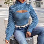 Damen Pullover mit hochgeschlossenem Kragen und Cut-Outs R&B
