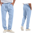 Herren nan lässige Leinen-Relaxhose mit elastischem Tunnelzugbund und praktischen Seitentaschen R&B