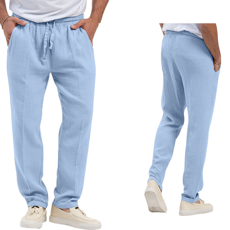 Herren nan lässige Leinen-Relaxhose mit elastischem Tunnelzugbund und praktischen Seitentaschen R&B