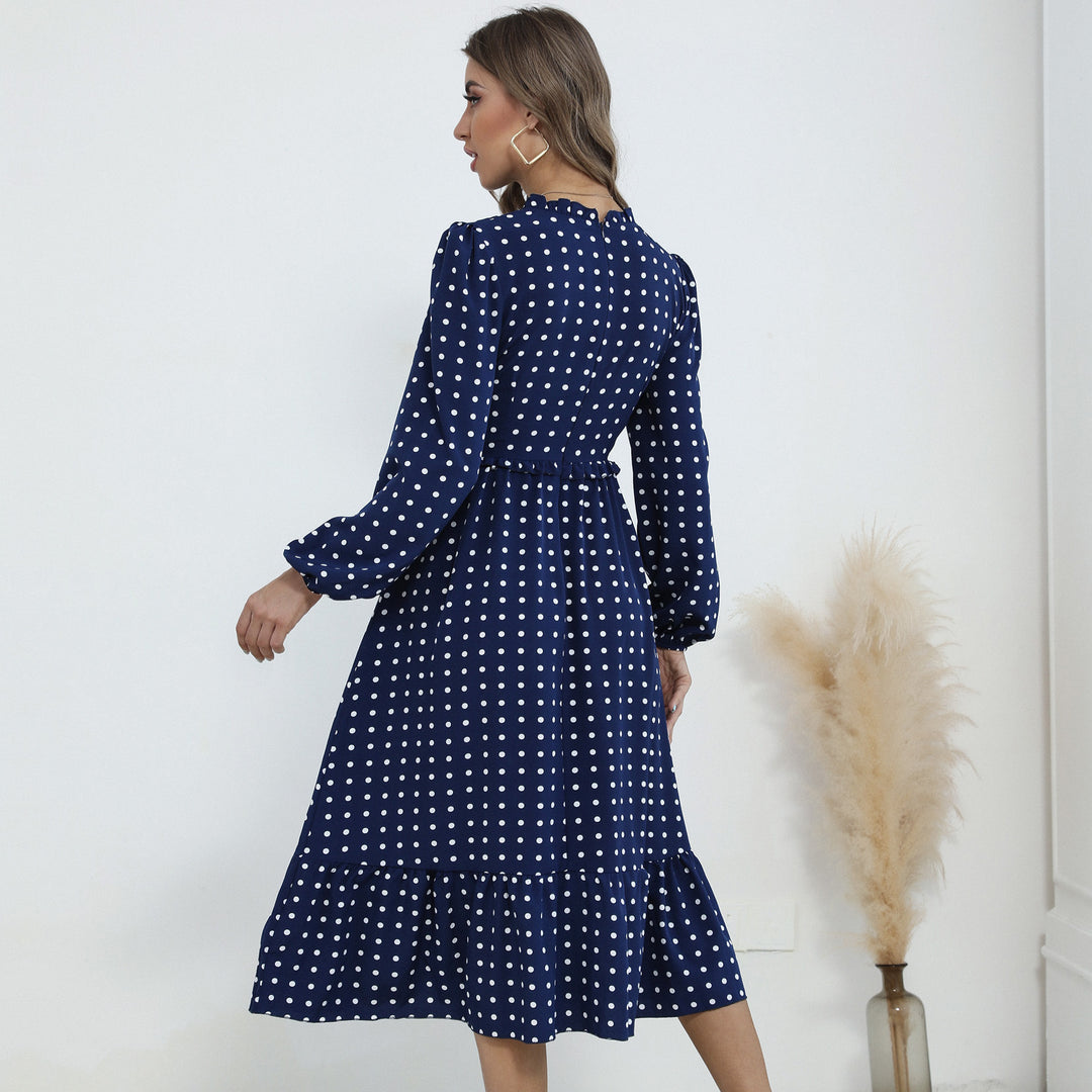 Damen Midi-Kleid mit elegantem Puffärmel und verspieltem Rüschensaum R&B