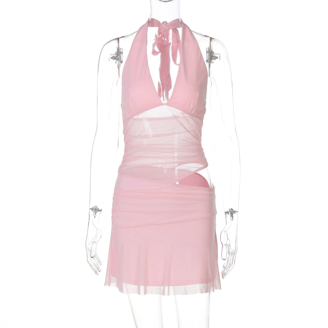 Damen Verspieltes Wickelkleid mit Neckholder-Design und Raffung R&B