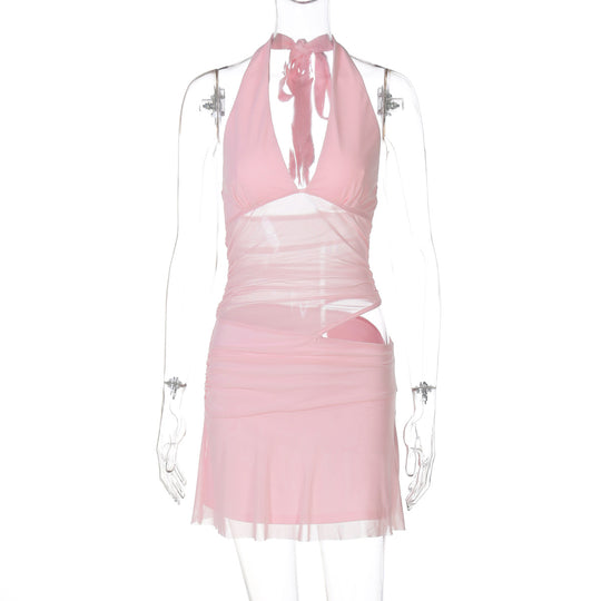 Damen Verspieltes Wickelkleid mit Neckholder-Design und Raffung R&B