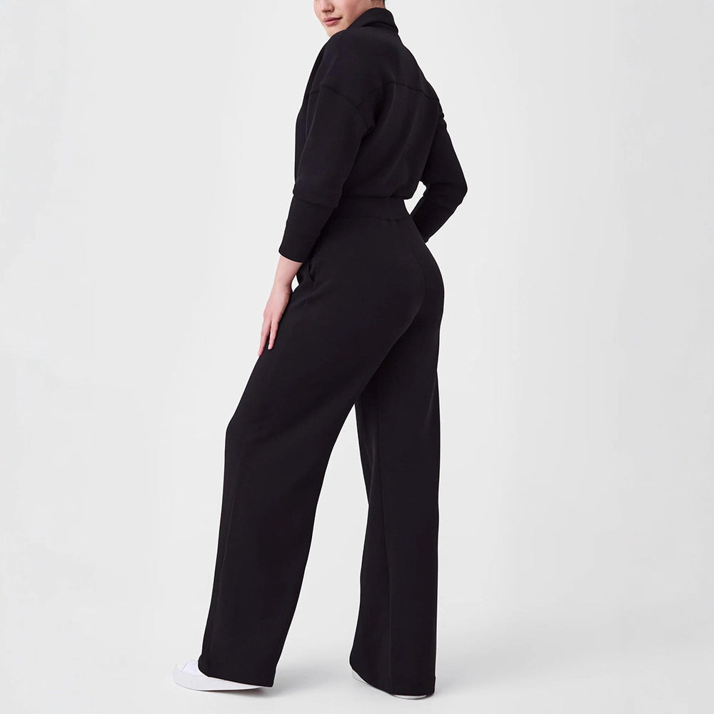 Damen Luxuriöser Lounge-Jumpsuit mit elegantem Stehkragen und praktischem Reißverschluss R&B