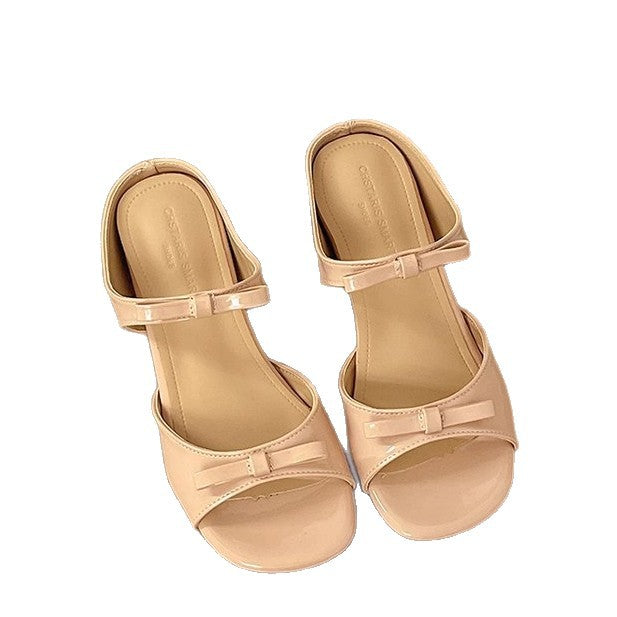 Damen elegante Slingback-Sandalen mit zierlichem Schleifenakzent R&B