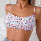 Damen Bikini-Oberteil mit verstellbaren Trägern und floraler Druck R&B