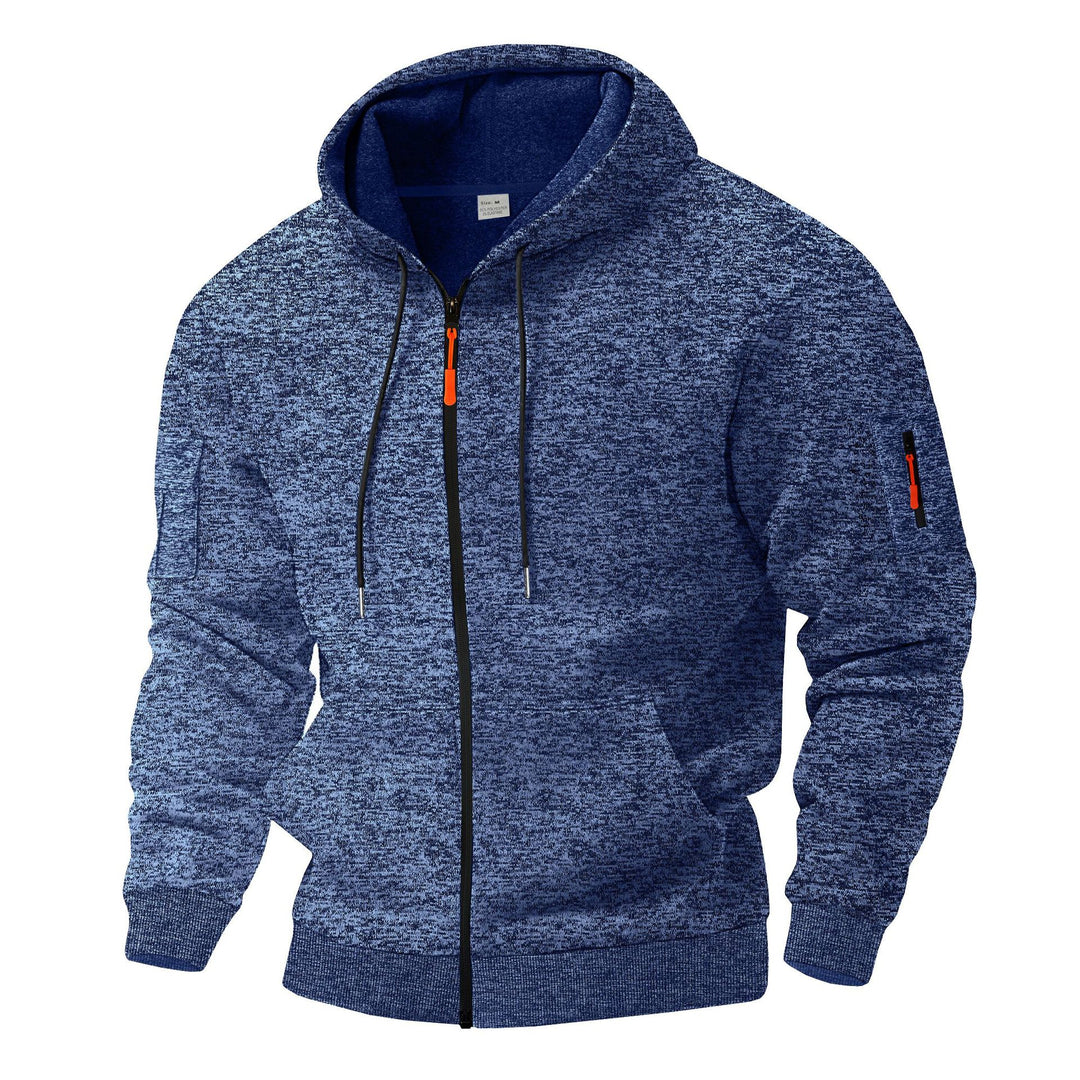 Herren sportlicher Kapuzenpullover mit atmungsaktiver Struktur und farblich abgesetzten Reißverschluss-Details R&B