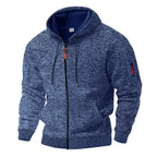 Herren sportlicher Kapuzenpullover mit atmungsaktiver Struktur und farblich abgesetzten Reißverschluss-Details R&B