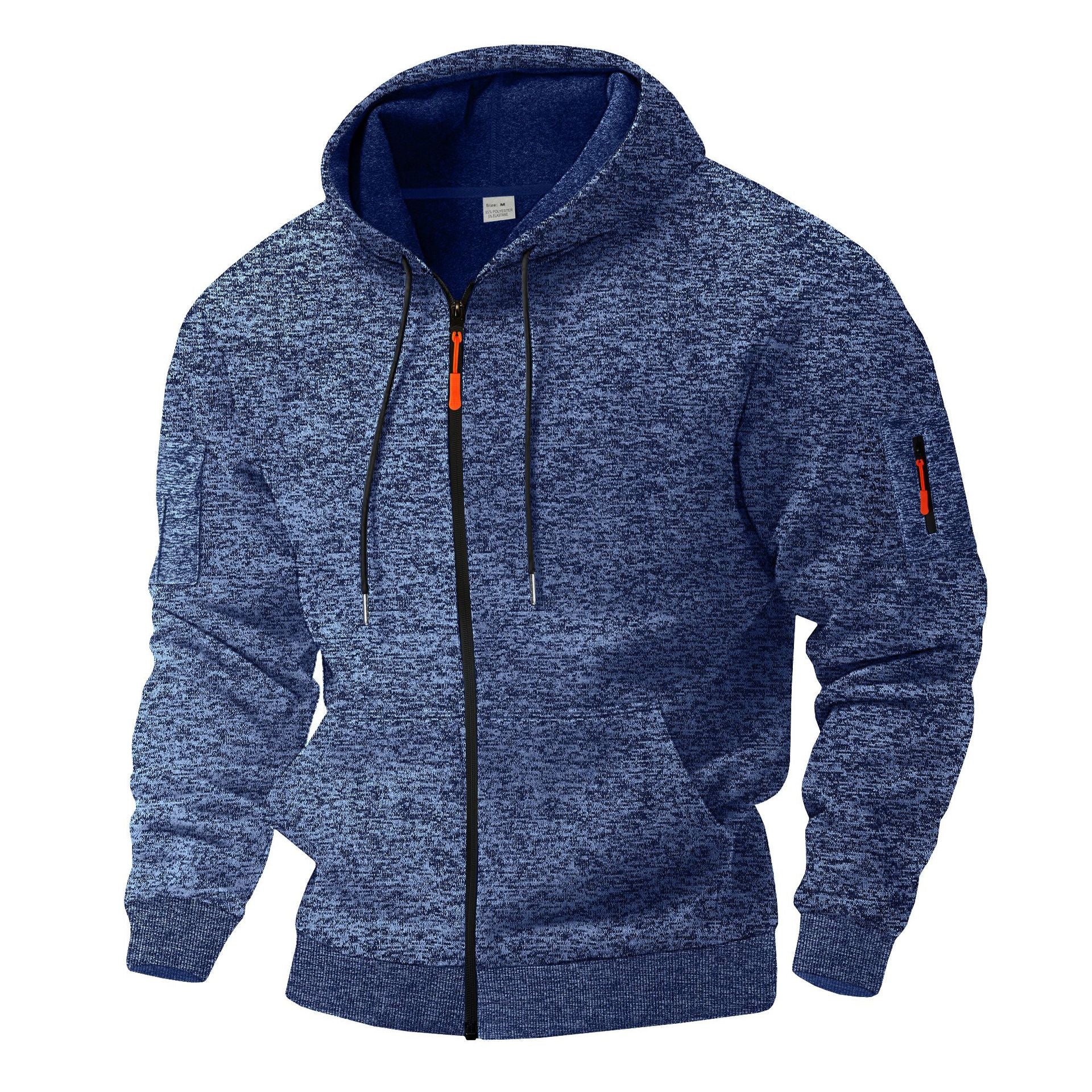 Herren sportlicher Kapuzenpullover mit atmungsaktiver Struktur und farblich abgesetzten Reißverschluss-Details R&B