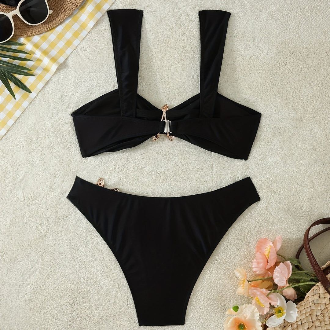 Damen Elegantes Bikini-Set mit glamourösen Sternenapplikationen R&B