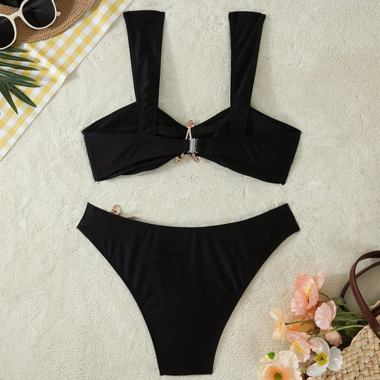 Damen Elegantes Bikini-Set mit glamourösen Sternenapplikationen R&B
