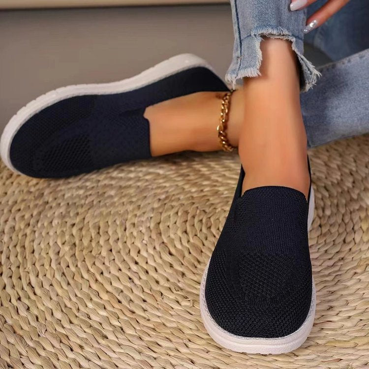 Damen Atmungsaktive Slip-On Sneakers mit elastischem Strickoberteil und bequemer Sohle R&B