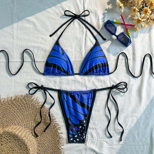 Damen Triangel-Bikini mit lebhaftem Schmetterlingsdesign R&B