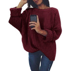 Damen Oversized Strickpullover mit strukturiertem Rippenmuster und lässigem Schnitt R&B