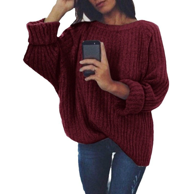 Damen Oversized Strickpullover mit strukturiertem Rippenmuster und lässigem Schnitt R&B