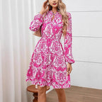 Damen Freizeitkleid mit Rüschendetails und floralem Muster R&B