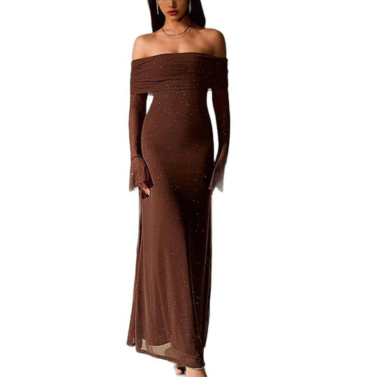 Damen Elegantes, schulterfreies Abendkleid mit glitzerndem Paillettenbesatz und figurbetonter Silhouette R&B