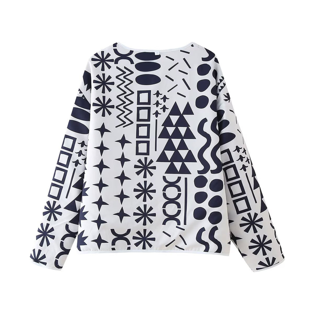 Damen Sportjacke mit modernem geometrischem Muster und leichtem Material R&B
