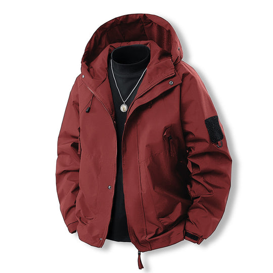 Herren funktionale Outdoor-Jacke mit verstellbarer Kapuze und praktischen Taschen R&B