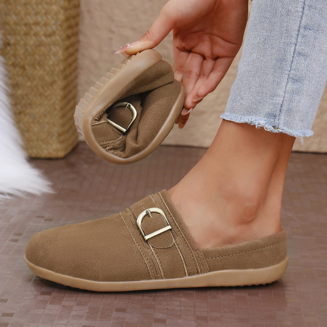 Damen Komfortable Mules mit modischer Schnalle R&B
