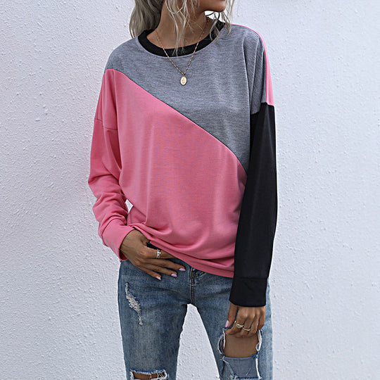 Damen Sportliches Sweatshirt mit modischem Farbblockdesign R&B