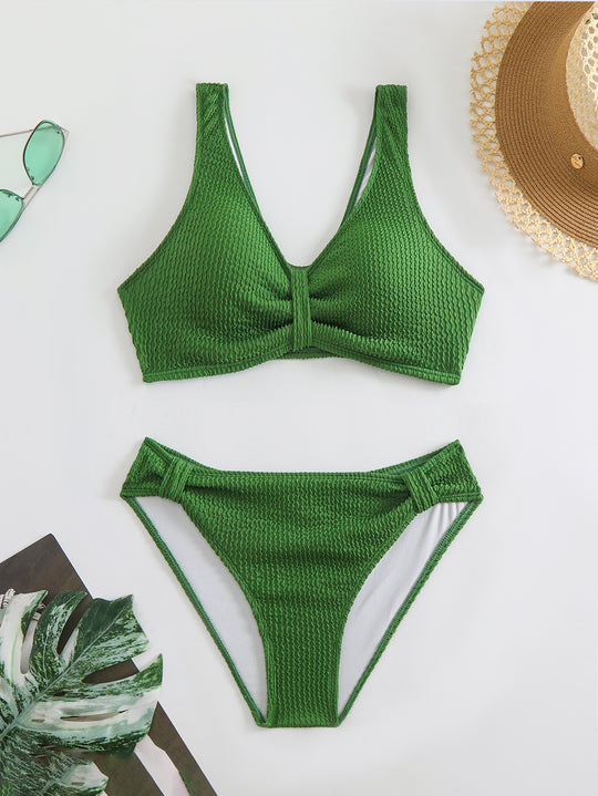 Damen Strandbikini-Set mit stylischem Wellenmuster R&B