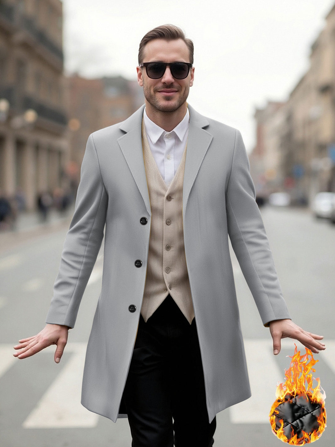 Herren eleganter Langmantel mit modernem Schnitt und optimalem Tragekomfort R&B